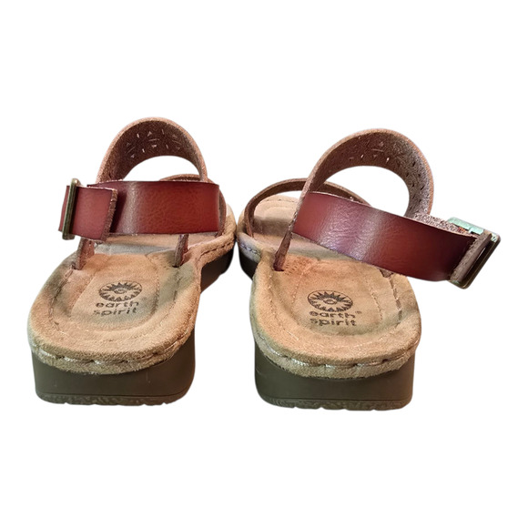 Earth Spirit Meaghan Sandal Womens Size 6 Brown Laser Cut Rustic Bohemian Hippie - Picture 7 of 10